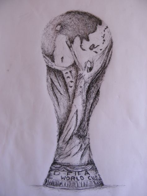 World cup trophy! World Cup Trophy Drawing, Trophy Sketch, World Cup Drawing, Trophy Drawing, Monoprint Ideas, World Cup Draw, Soccer Trophy, Mens World, World Cup Trophy