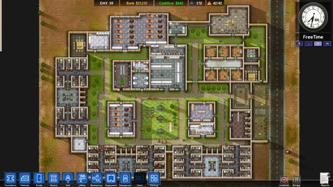 Prison Architect (2012 alpha) Prison Architect Layout, Prison Layout, Prison Design, Prison Architect, Wild West Games, Giant Bomb, Xbox 360 Games, Entrance Design, Minecraft Buildings