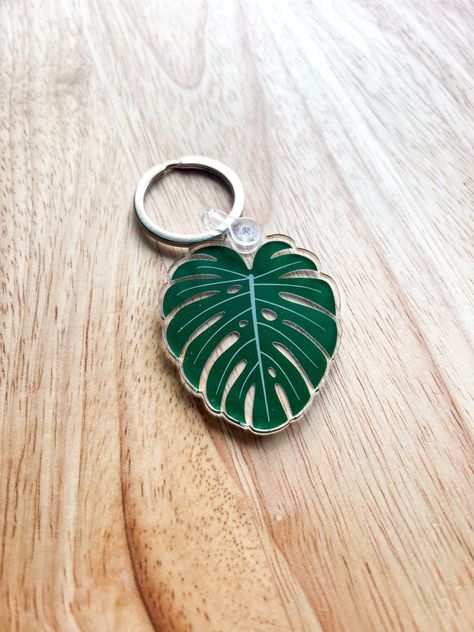 Monstera Acrylic Keychain | Plant Leaf Cute Gifts for Friends and Family | One sided Design by NadiaDesignCo on Etsy