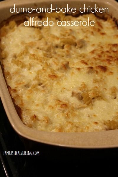 Fantastical Sharing of Recipes: Dump-and-Bake Chicken Alfredo Casserole Lazy Chicken Alfredo, Roitessere Chicken Recipes, Potluck Chicken Recipes, Dump Casseroles, Casserole Dinners, Alfredo Casserole, Recipe Casserole, Chicken Alfredo Casserole, Alfredo Bake