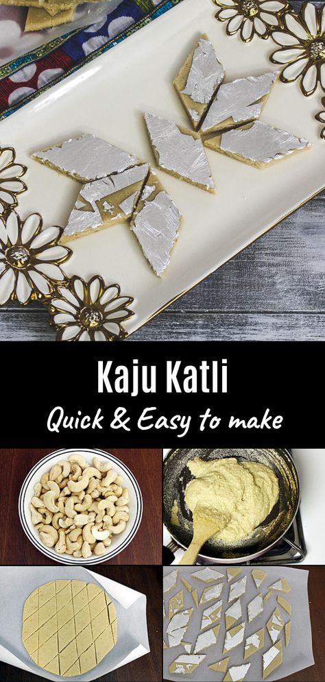 Xmas Cake Recipes, Kaju Katli Recipe, Kaju Barfi, Easy Indian Sweet Recipes, Easy Indian Dessert, Diwali Sweets Recipe, Burfi Recipe, Easy Sweets, Diwali Sweets