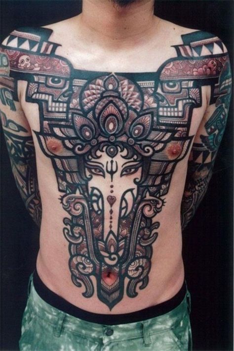 65 Coolest Sternum Tattoo Ideas - EcstasyCoffee Tattoos With Color, Monster Tattoo, Tattoo Zeichnungen, Cool Chest Tattoos, Chest Tattoos, Chest Tattoo Men, Tattoo Shows, Unique Tattoo, Tattoo Models