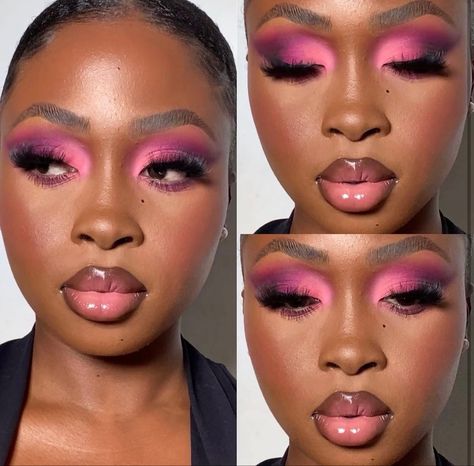 Birthday Makeup Looks, Eyeshadow Ideas, Pink Eye Makeup, Cute Eye Makeup, Makeup For Black Skin, Barbie Makeup, Brown Skin Makeup, Glam Makeup Look, Dope Makeup