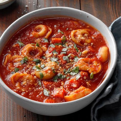 Tomato Basil Tortellini Soup Tomato Basil Tortellini Soup, Tomato Basil Tortellini, Basil Soup Recipe, Tomato Tortellini, Tomato Basil Soup Recipe, Small Slow Cooker, Tomato Tortellini Soup, Lent Recipes, Basil Soup