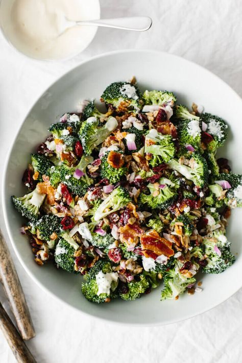 BEST Broccoli Salad Recipe | Downshiftology Downshiftology Recipes, Best Broccoli Salad, The 17 Day Diet, Best Broccoli Salad Recipe, Healthy Broccoli Salad, Broccoli Bacon, Best Broccoli, Raw Broccoli, Paleo Salads