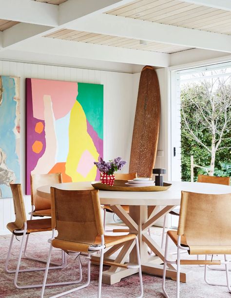 Take A Dip Into Our Best Beach Houses Of The Year! Beach Shack Interior, Mid Century Beach House, Beach Apartment Decor, Colorful Beach House, Retro Beach House, Boho Beach House, Style Surf, Beach House Interior Design, Beach Interior