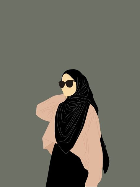 Hijab Cartoon Wallpaper, Cute Hijab Cartoon, Cartoon With Glasses, Hijab Glasses, Hijabi Art, Cute Hijab Cartoon Wallpaper, Bella Square, Cotton Hijab, Pastel Iphone Wallpaper