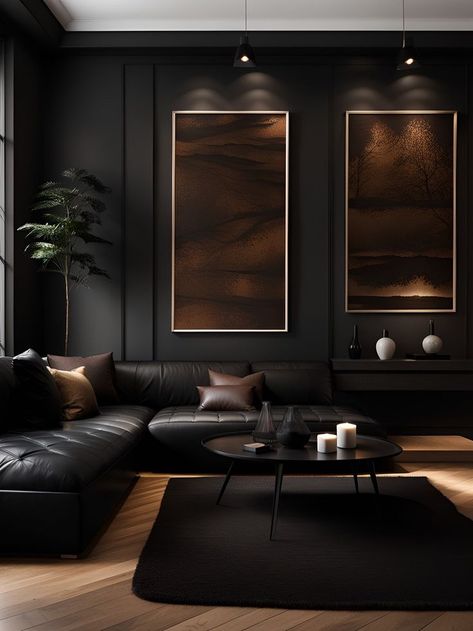 Dark Living Room Decor, Tiny Living Room Ideas, Moody Minimalist, Tiny Living Room, Thanksgiving Drawings, Dark Interior Design, Living Room Decor Lights, Black Mood, Dark Living Rooms