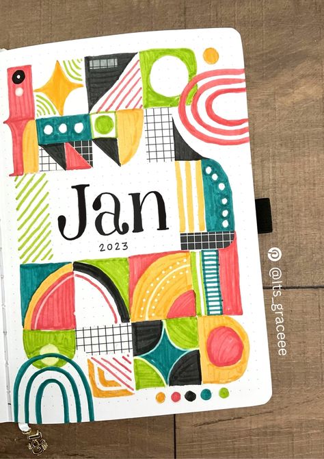 Hey people! This month I was inspired by @amandarachlee's 2023 BuJo Setup Video, and I created this, fun, bold, colorful setup, that I absolutely LOVE! 2023 Bujo, 2023 Bullet Journal, Bullet Journal Ideas Templates, Bullet Journal Paper, Bulletin Journal Ideas, Bullet Journal Diy, Bullet Journal Notebook, Bullet Journal Design Ideas, Bullet Journal School