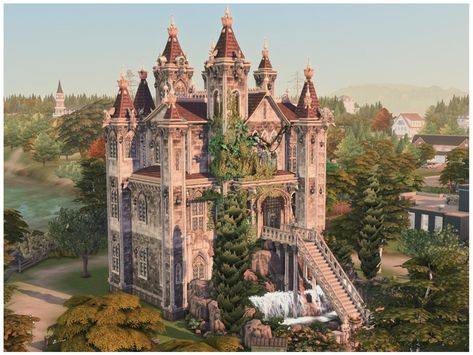 Sims4 Castle, Sims 4 Church, Sims Castle, Bloxburg Village, Sims 4 Castle, Sims Mansion, Rustic Castle, Sims 4 Lots, Sims 4 City Living