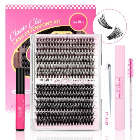 PRICES MAY VARY. 【CLASSIC DIY LASH EXTENSION KIT】Enhance your eyelash look effortlessly with the CALAILIS Cluster Lashes Kit, an all-inclusive set perfect for beginners. This individual lashes kit comprises 280 cluster lashes, a lash bond and seal, a lash glue remover, and an applicator, delivering a comprehensive lash solution for you. 【MULTIPLE STYLES TO CHOOSE】Explore seven attractive lash clusters styles, including hot styles. You can also pick from two thickness options, either 0.07mm (more Cluster Eyelash Extensions, Glue Remover, Lash Extension Kit, Cluster Eyelashes, Lash Clusters, Cluster Lashes, Eyelash Extension Kits, Diy Lash Extensions, Curl Lashes