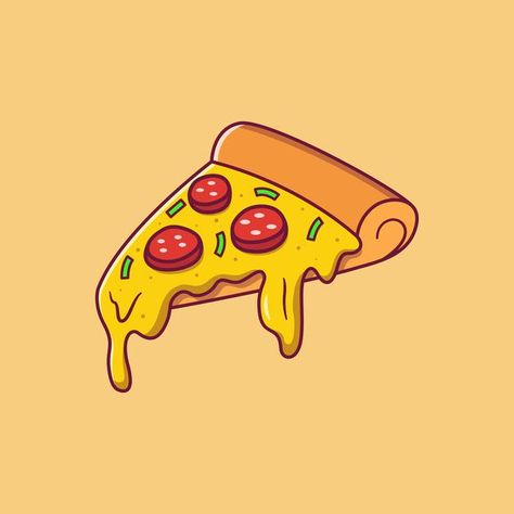 Essen, Dripping Pizza Slice Drawing, Pizza Drawing Aesthetic, Pizza Digital Art, How To Draw Pizza, Pizza Cartoon Illustrations, Pizza Slice Illustration, Cute Pizza Drawing, Cartoon Food Drawings