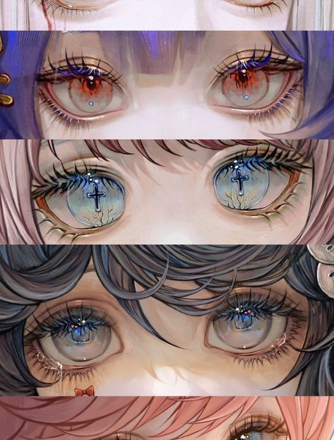 xiaohongshu digital art drawing eyes manga manhwa manhua Hair And Eye Color Combinations Anime, Semi Realistic Eyes, Eyes Perspective, Drawing Manhwa, Eyes Closed Drawing, Eyes Manga, Unique Eyes, Digital Art Drawing, Eyes Art