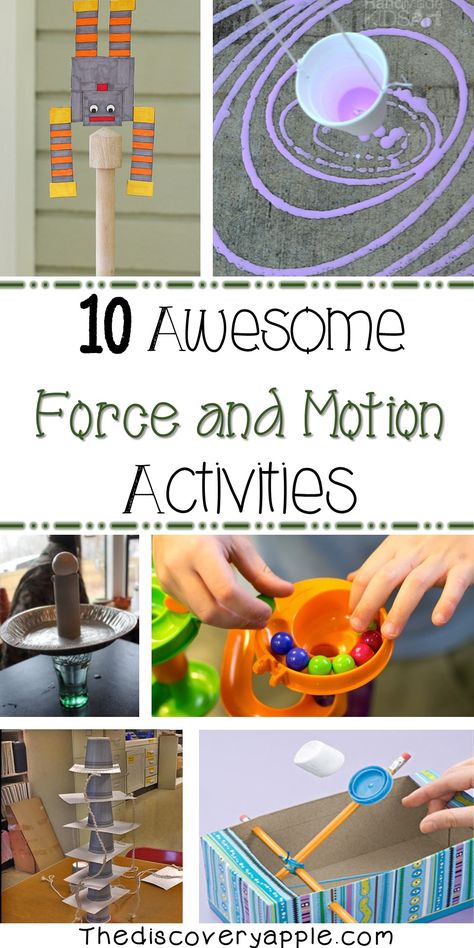 10 awesome force and motion activities. Lots of great activities all in one place! Force And Motion Activities, Vetenskapliga Experiment, Motion Activities, Kid Science, Third Grade Science, 8th Grade Science, 4th Grade Science, 6th Grade Science, Kid Experiments