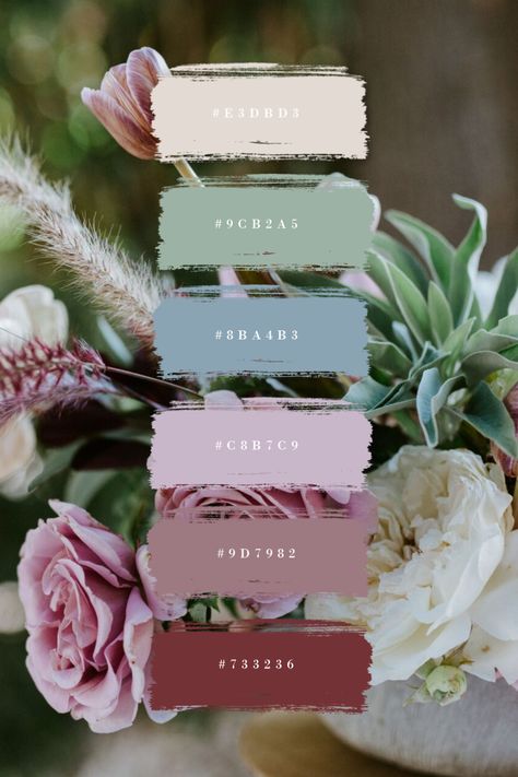 Săpunuri Handmade, Dusty Rose Wedding, Color Schemes Colour Palettes, Wedding Theme Colors, Flowers Red, Color Palette Design, Wedding Color Palette, Wedding Los Angeles, Floral Color