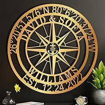 Compass Decoration, Compass Decor, Gps Coordinates Sign, Compass Wall Decor, Boat Lake, Lake House Signs, Engraving Ideas, Nautical Compass, Nautical Wall Decor