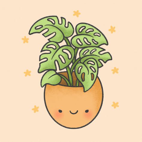 Cute plant cartoon hand drawn style | Premium Vector #Freepik #vector #background #flower #tree #house Cute Plant Paintings, Plant Cartoon Drawing, Cute Plants Drawing, Cute Plant Drawings, Cute Tree Drawing, Cute Plant Stickers, Plant Kawaii, Plants Cartoon, Cute Plants