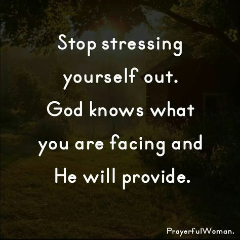 Stop stressing 😉 He knows and WILL provide. 💗 Daily Inspirational Quotes, Motivational Inspirational Quotes, Soli Deo Gloria, Quotes For Success, God Will Provide, Creative Mind, Motivational Quotes For Success, Quotes Life, Positive Words