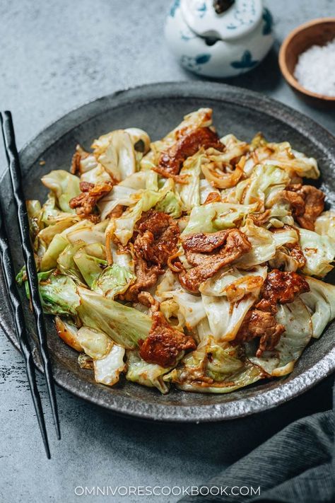 This pork and cabbage stir fry is an irresistible homestyle dish that is easy to make and very comforting. It combines tender slices of marinated pork with sweet, buttery Taiwanese flat cabbage. Try it and you’ll be surprised how something so simple can be so satisfying! Pork And Cabbage Stir Fry, Twice Cooked Pork, One Pot Vegetarian, Stir Fry Ingredients, Chinese Pork, Cabbage Stir Fry, Pork And Cabbage, Pork Stir Fry, Chinese Cooking Recipes