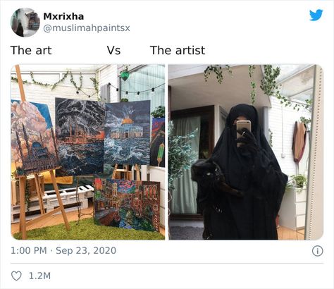 People Are Tweeting Their Portraits With The Art They Made For The #Artvsartist Hashtag Challenge The Artist Vs The Art, Types Of Art Styles Paintings, Cool Artists, Types Of Artists, Art Vs Artist, Artist Challenge, Types Of Humans, Painting Challenge, Art Challenges