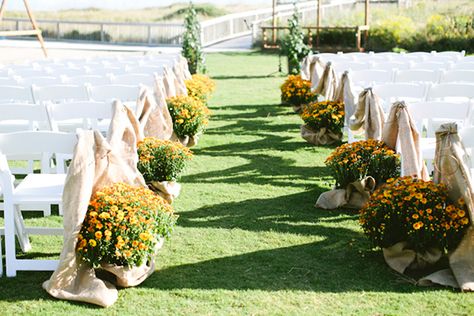 Fall Mums Wedding Aisle, Mums Down Wedding Aisle, Mums Wedding Aisle, Flower Aisle Markers, Fall Wedding Mums, Flower Aisle, Beach Wedding Red, Wedding Suggestions, Aisle Ideas