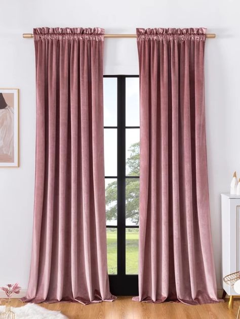 Rose Gold Bedroom Ideas, Maroon Curtains, Rose Gold Curtains, Rose Curtains, Murs Roses, Modern Cupboard, Modern Cupboard Design, Pink Curtains, Rose Bonbon