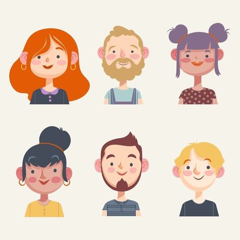 People Avatar Illustration, Cute People Illustration, Cute Portrait Illustration, Caracter Designer Illustration, Flat Character Illustration, Caracter Designer, Flat Character Design, Vector Character Illustration, People Avatar