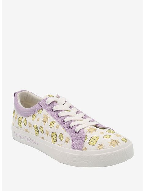 Tangled Lanterns, Purple Text, Purple Trim, Disney Clothes, Black And White Sneakers, Cute Sneakers, Disney Tangled, Let Your Light Shine, The Best Day