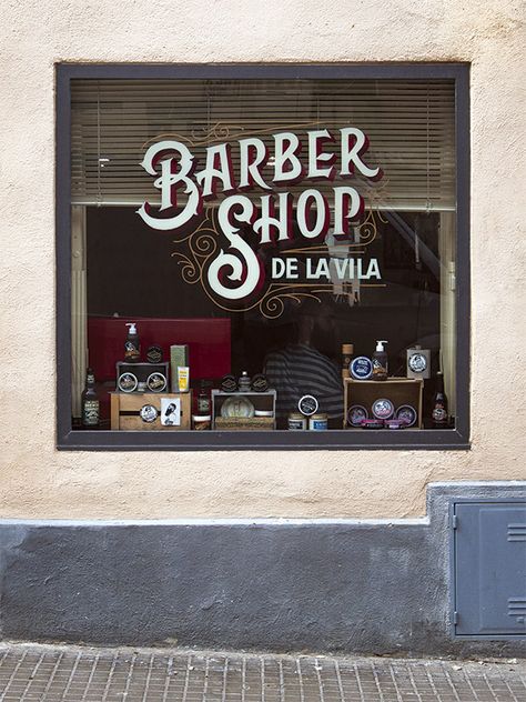 Barbershop Front Design, Barber Shop Window Display, Barber Shop Signs Ideas, Barbershop Window Design, Barber Shop Signage, Barber Shop Branding, Barber Shop Window, Barbershop Logo Design, Old Barber Shop