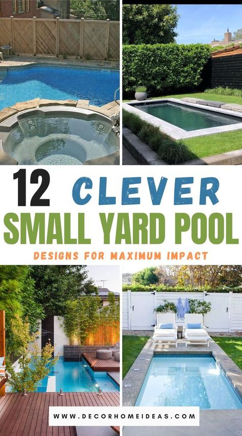 Maximize your small yard space with these 12 ingenious pool designs. From compact lap pools to stylish plunge pools, discover innovative ideas that bring relaxation and luxury to even the most petite outdoor spaces, creating a refreshing oasis right at home. Lap Pools Backyard, Small Pools Backyard, Lap Pool Designs, Lap Pools, Small Inground Pool, Pools For Small Yards, Simple Pool, Garden Fence Ideas, Small Yard Landscaping