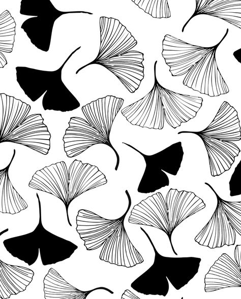 Ginkgo Leaf Pattern, Chinese Plants, Leaves Pattern Design, Jr Art, Asian Design, Plant Pattern, Hand Drawn Pattern, Japanese Textiles, Japanese Prints