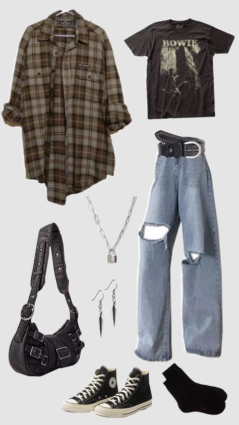 #ootd #fyp #grunge #inspo #grungecore #aesthetic #grungeoutfits #outfit #fitinspo #pinterest #grungecollage #vintage Grunge School Outfits Summer, Cute Outfits For School Grunge, 90s Grunge Inspired Outfit, Grunge School Dance Outfits, College Outfits Grunge, Grunge Ish Outfits, Subtle Grunge Outfit, Actual Grunge Outfits 90s, Grunge Band Outfits