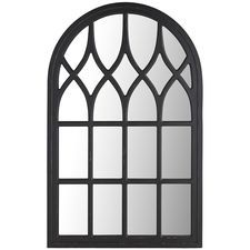 Window Mirror - Black Wash Mirror Stairs, Arched Window Mirror, Window Pane Mirror, Mirror Wall Living Room, Mirror Wall Bedroom, Mirror Design Wall, Wood Wall Mirror, Window Mirror, Wood Windows