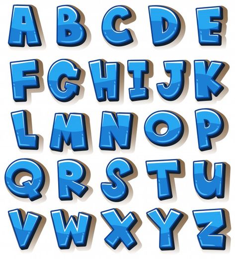 English alphabets in blue blocks Premium... | Premium Vector #Freepik #vector #background #blue-background #blue #character Lettering Fonts Ideas, Lettering Calligraphy Alphabet, Blue Alphabet Letters, Letras Comic, Letters Fonts, Alphabet Capital Letters, Alfabet Font, Bubble Letter Fonts, Graffiti Lettering Alphabet