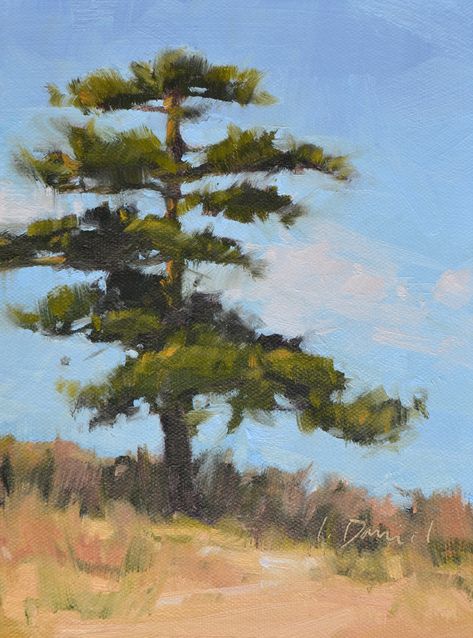 Pine Tree Painting, Painting Trees, Tree Paintings, Abstract Tree Painting, Surreal Artwork, Pastel Landscape, Canadian Art, Plein Air Paintings, Landscape Trees