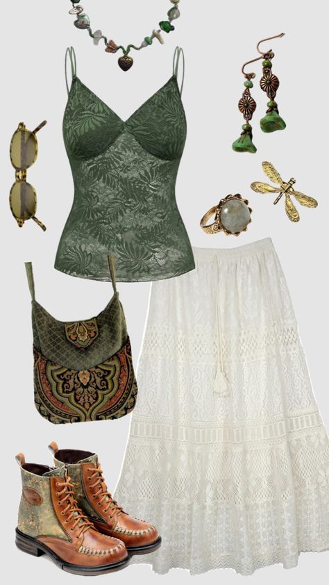 70s hippie boho outfit #hippie #boho #70s #earthy Earthy Boho Outfits, Hippie Fashion Aesthetic, Outfits 70s Style, Hippie Outfits 70s, 70s Aesthetic Fashion, Boho 2024, Hippie Boho Outfits, Boho Hippie Outfits, Outfit Hippie