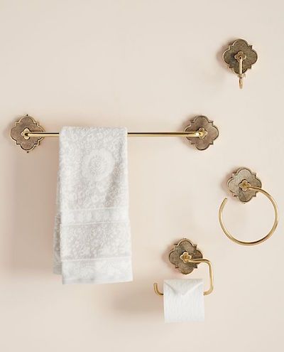 Towel Rod, Unique Cabinets, Style Cottage, Powder Bath, Towel Ring, Towel Rings, Bath Hardware, Towel Hooks, Bathroom Hardware