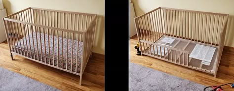 IKEA Sniglar Crib Hack: Convert Your Crib into a Toddler Bed with a Railing | by The Josh Speaks | Medium Montesorri Bed Diy, Ikea Cot Hack, Ikea Baby Bed Hack, Ikea Crib Nursery, Ikea Sundvik Bed Hack, Sniglar Crib Nursery, Ikea Sundvik Hack, Ikea Sniglar Hack, Ikea Sniglar Crib Hack