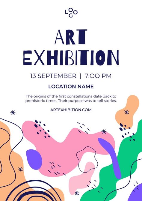 Abstract Waves Art Exhibition Poster Design Exhibition Poster, Poster Design Kids, Mailer Design, Waves Art, Design Exhibition, Art Invitation, Art Exhibition Posters, Museum Poster, Presentation Design Template