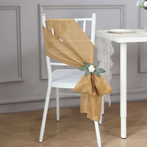 PRICES MAY VARY. Linen,polyester Faux Jute Burlap Usher in bucolic beauty to your party or home space with our ravishing range of rustic Faux Burlap Linens. Combining the authentic jute texture, gorgeous rustic finish, and serged edges, our Faux Linen Chair Sashes will add a chic country charm to your party or wedding chairs. Crafted from high quality super fine faux jute material, these sashes will surely add a dash of bucolic elegance to any plain party or banquet chairs.   Burlap Chair Sashes Jute Texture, Rustic Wedding Outdoor, Burlap Chair Sashes, Burlap Chair, Linen Decor, Plush Chair, Linen Chair, Elegant Chair, Chair Sashes