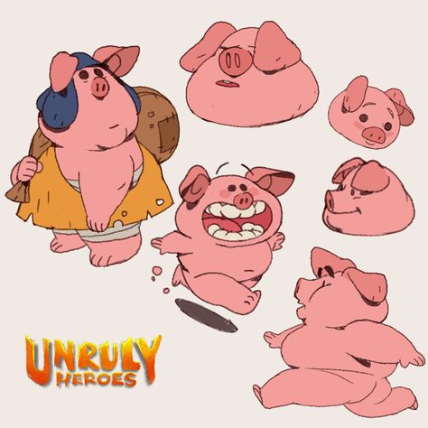 Zedig Diboine, Pig Character, Pig Illustration, Simple Character, 캐릭터 드로잉, Character Design Animation, Cartoon Character Design, 영감을 주는 캐릭터, Illustration Character Design