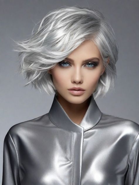 New Year Hair Color, Icy Hair Color, Grey Platinum Hair, White Hair Aesthetic, Platinum Silver Hair Color, Greyish Blonde Hair, Platinum Silver Hair, Silvery Blonde Hair, White Hair Highlights