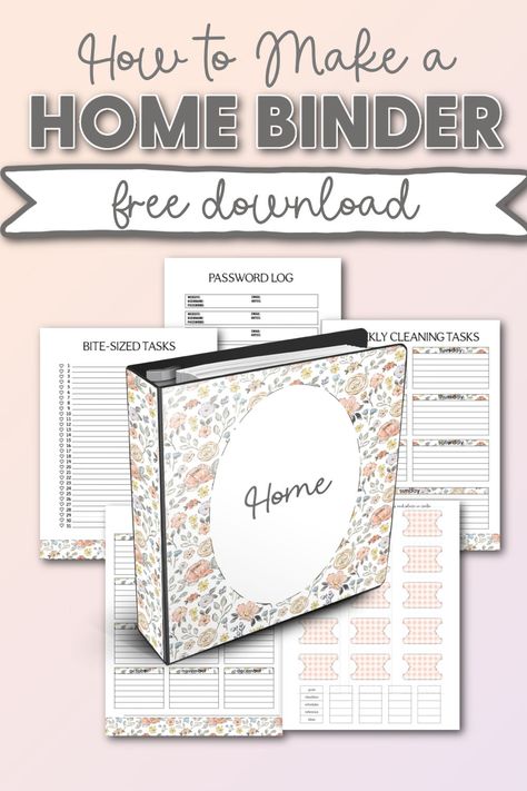 Home Management Binder Ideas, Free Home Management Printables, Home Organization Planner, Home Organization Binder Printables Free, Free Printable Organization Sheets Home Management Binder, Family Binder Free Printables Templates, House Binder Organization, Apartment Binder, Home Binder System