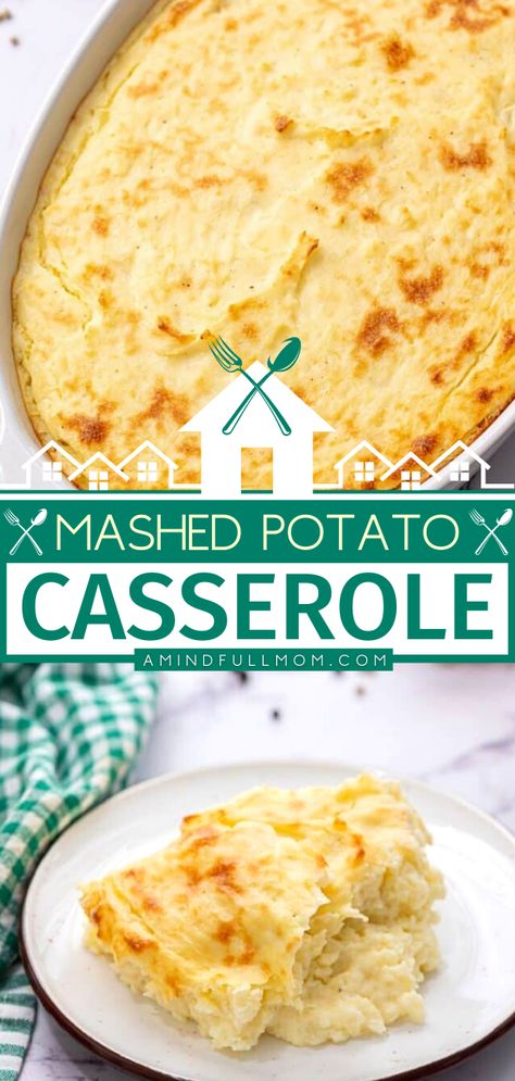 Mashed Potato Casserole Side Dish For A Crowd, Cheesy Mashed Potato Casserole, Dish For A Crowd, Mashed Potato Casserole Recipes, Quick Vegetarian Recipes, Make Ahead Mashed Potatoes, Baked Mashed Potatoes, Mashed Potato Casserole, Cheesy Mashed Potatoes