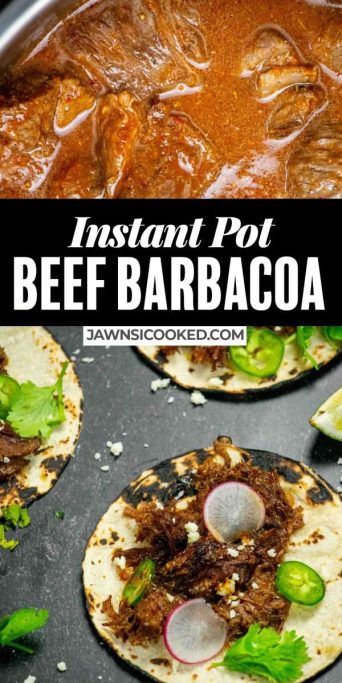 This Easy Instant Pot Mexican Beef Barbacoa recipe comes together quickly and easily with the help of your instant pot and blender, for delicious  Barbacoa meat in under 2 hours- ready for tacos and more! If you were wondering how to make Mexican Barbacoa, this is the fastest and easiest way! Barbacoa Instant Pot, Instant Pot Mexican Beef, Instant Pot Barbacoa Beef, Mexican Barbacoa, Beef Cheeks Recipe, Beef Birria Recipe, Instant Pot Mexican, Beef Barbacoa, Tostada Recipes