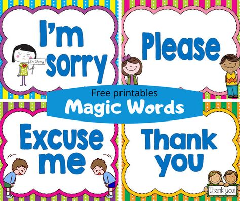 Free printable poster cards Magic Words For Kids Classroom, Preschool Classroom Rules, Classroom Rules Printable, English Classroom Posters, Classroom Posters Free, Kids Classroom Decor, Free Printables For Kids, Classroom Charts, Classroom Rules Poster