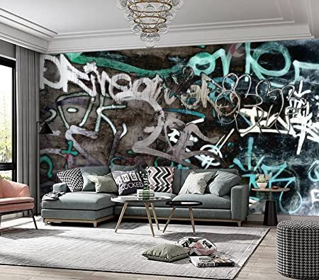 White Leather Armchair, Graffiti Bedroom, Graffiti Furniture, Graffiti Room, Black And White Graffiti, White Graffiti, Graffiti Wallpaper, Graffiti Wall Art, Walls Room