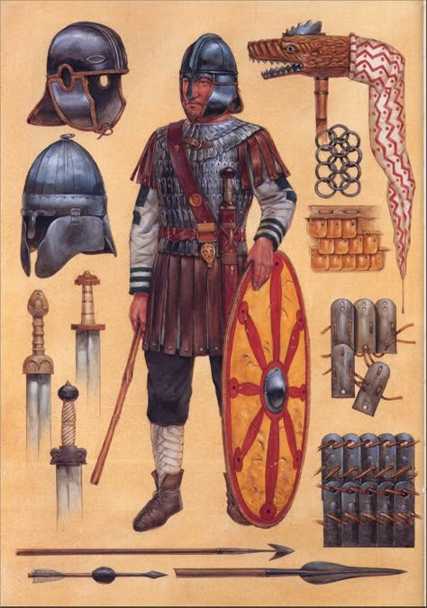 Celtic and Germanic armour 600 AD Imperiul Roman, Roman Armor, Warriors Illustration, Roman Britain, Roman Warriors, Historical Warriors, Roman Legion, Eastern Roman, Ancient Armor