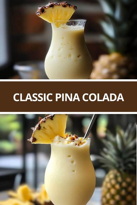 Classic Pina Colada Blended Pina Colada Recipe, Pina Colada In A Pineapple, Pina Colada Recipe Easy, How To Make Piña Colada Drink, Best Pina Colada Recipe Frozen, Diy Pina Colada Drink, Big Batch Pina Colada Recipe, Classic Pina Colada Recipe, Coco Lopez Pina Colada