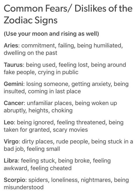 fears/dislikes Character Fears, Character Dislikes, Dislikes For Characters, Dislikes List, Fears And Their Meanings, Common Fears, Dwelling On The Past, Fake People, Dialogue Prompts